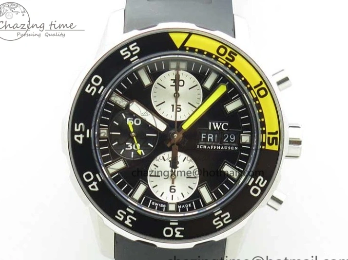 MIROTIME 0117 Aquatimer Chrono IW376702 SS BLS 1:1 Best Edition Black Dial on Black Rubber Strap A WellDesigned 7105